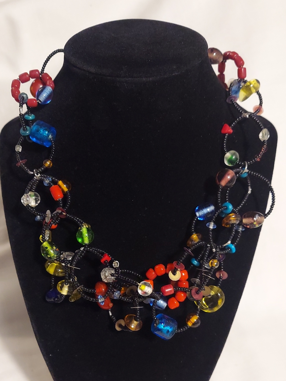 Chico's Multicolor Bead Multistrand Wire Necklace